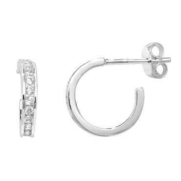 Sterling Silver Stone Set Hoop Earrings