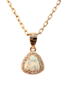 Rose Gold on Silver Opal Pendant