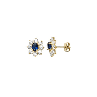 9ct Gold Sapphire Cluster Earrings