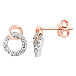 Rose Gold on Silver Circles Earrings