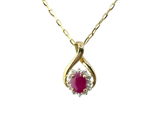 9ct. Gold Ruby and Diamond Pendant