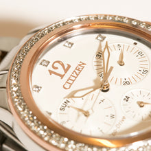 Load image into Gallery viewer, Citizen Eco-Drive Swarovski Multi Dial Ladies Two Tone Watch
