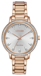 Citizen Silhouette Crystal Eco-Drive Ladies Rose Gold Tone Watch
