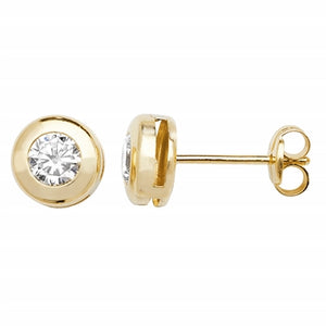 9ct. Gold stud cubic zirconia earrings