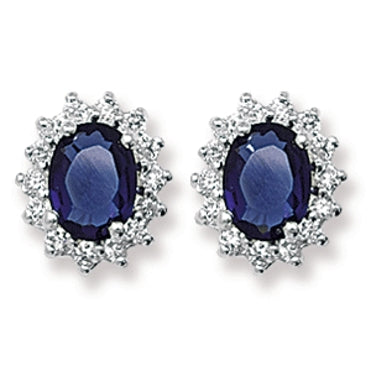 Sterling Silver Sapphire Cluster Earrings