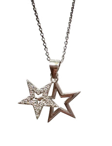 Sterling Silver Star double layered pendant on adjustable 18" chain