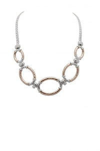 Cristallo di Milano Silver and Rose Gold Oval Necklace