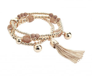 Cristallo di Milano Rose gold bead and tassle bracelet