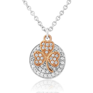 Waterford Jewellery Disc and Rose Gold Shamrock Pendnat