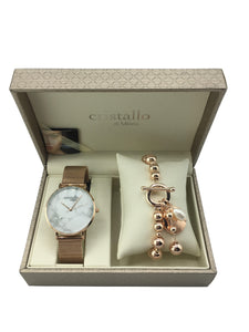 Cristallo di Milano Rose Gold Watch and Bracelet Set