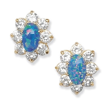 9ct Gold Blue Opal Earrings